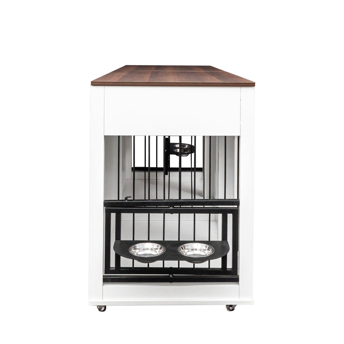 Heavy Duty Dog Cage, Suitable For Medium To Large Dogs, Furniture Style Cage, With Double Door Pet House Wooden Cage, Modern Dog House Furniture Room White Walnut Melamine