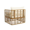 Club Chair Light Brown Foam Pe Rattan Iron
