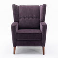 Mid Century Chenille Wingback Recliner Chair, Button Tufted Design Pushback Recliner Chair With Armrest And Solid Wood Legs, For Bedroom Living Room, Purple Purple Chenille