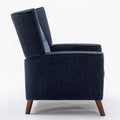 Mid Century Chenille Wingback Recliner Chair, Button Tufted Design Pushback Recliner Chair With Armrest And Solid Wood Legs, For Bedroom Living Room, Navy Blue Navy Blue Chenille