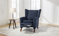 Mid Century Chenille Wingback Recliner Chair, Button Tufted Design Pushback Recliner Chair With Armrest And Solid Wood Legs, For Bedroom Living Room, Navy Blue Navy Blue Chenille