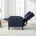 Mid Century Chenille Wingback Recliner Chair, Button Tufted Design Pushback Recliner Chair With Armrest And Solid Wood Legs, For Bedroom Living Room, Navy Blue Navy Blue Chenille