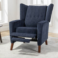 Mid Century Chenille Wingback Recliner Chair, Button Tufted Design Pushback Recliner Chair With Armrest And Solid Wood Legs, For Bedroom Living Room, Navy Blue Navy Blue Chenille