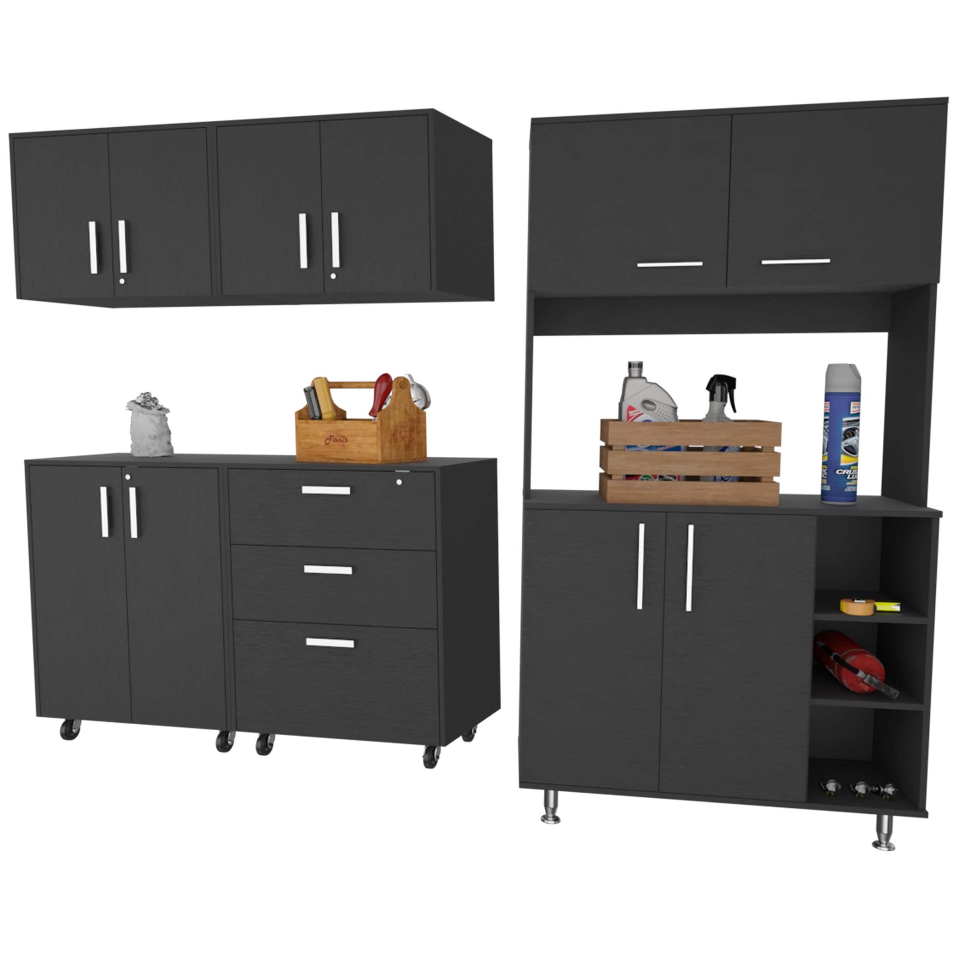 Sierra Black 5 Piece Garage Set Black Wood