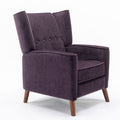 Mid Century Chenille Wingback Recliner Chair, Button Tufted Design Pushback Recliner Chair With Armrest And Solid Wood Legs, For Bedroom Living Room, Purple Purple Chenille