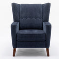 Mid Century Chenille Wingback Recliner Chair, Button Tufted Design Pushback Recliner Chair With Armrest And Solid Wood Legs, For Bedroom Living Room, Navy Blue Navy Blue Chenille
