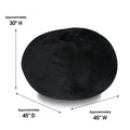 Minky Velvet Bean Bag Chair, Black 4Ft Plush Floor Chair For Kids And Adults W Washable Cover, Lounge Chair With Stretchable Fabric, Comfy Bedroom Chair, Filled With Shredded And Memory Foam. Black Velvet