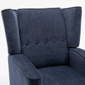 Mid Century Chenille Wingback Recliner Chair, Button Tufted Design Pushback Recliner Chair With Armrest And Solid Wood Legs, For Bedroom Living Room, Navy Blue Navy Blue Chenille