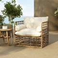Club Chair Light Brown Foam Pe Rattan Iron