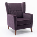 Mid Century Chenille Wingback Recliner Chair, Button Tufted Design Pushback Recliner Chair With Armrest And Solid Wood Legs, For Bedroom Living Room, Purple Purple Chenille