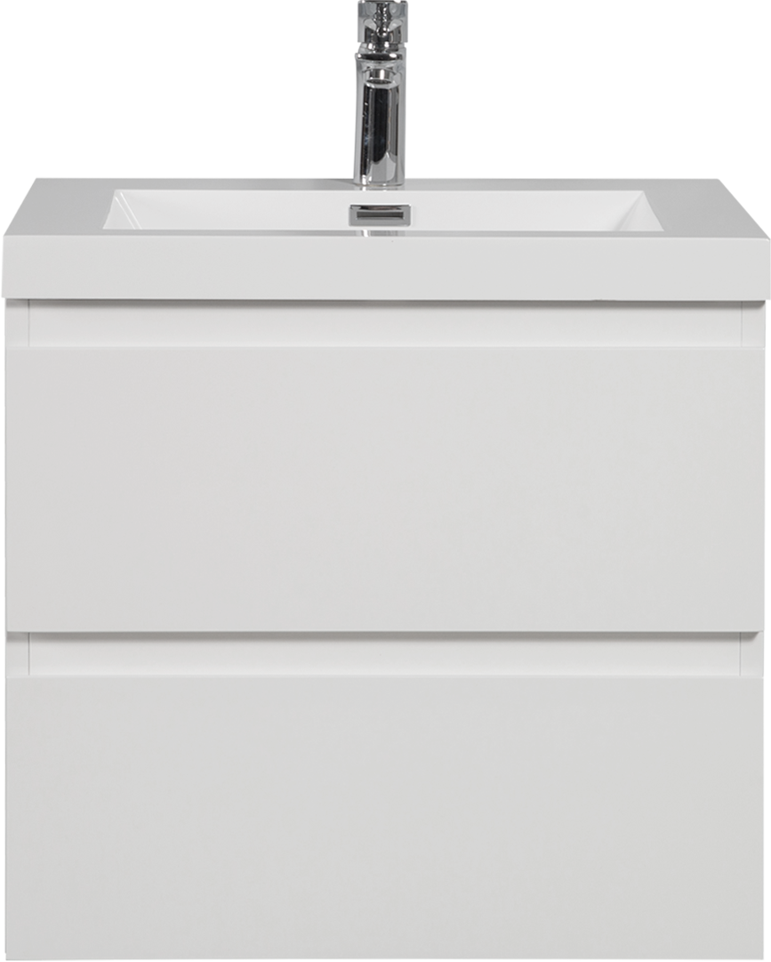 24'' Wall Hung Bathroom Vanity In Gloss White With White Top Glossy White Mdf