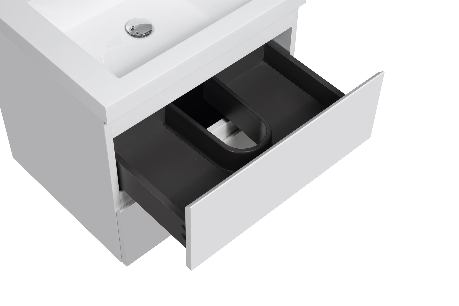 24'' Wall Hung Bathroom Vanity In Gloss White With White Top Glossy White Mdf