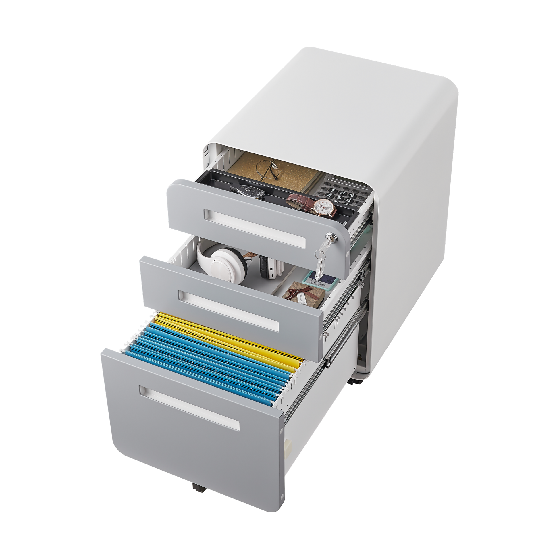 3 Drawer Mobile File Cabinet Under Desk Office,Simple Style Versatile Storage Cabinet For Legal Letter A4 Files, 5 Wheel Design Anti Tilting Cold Rolled Steel Waterproof Moisture Proof Black Filing Cabinets 3 4 Drawers White Gray Mobile Modern Metal