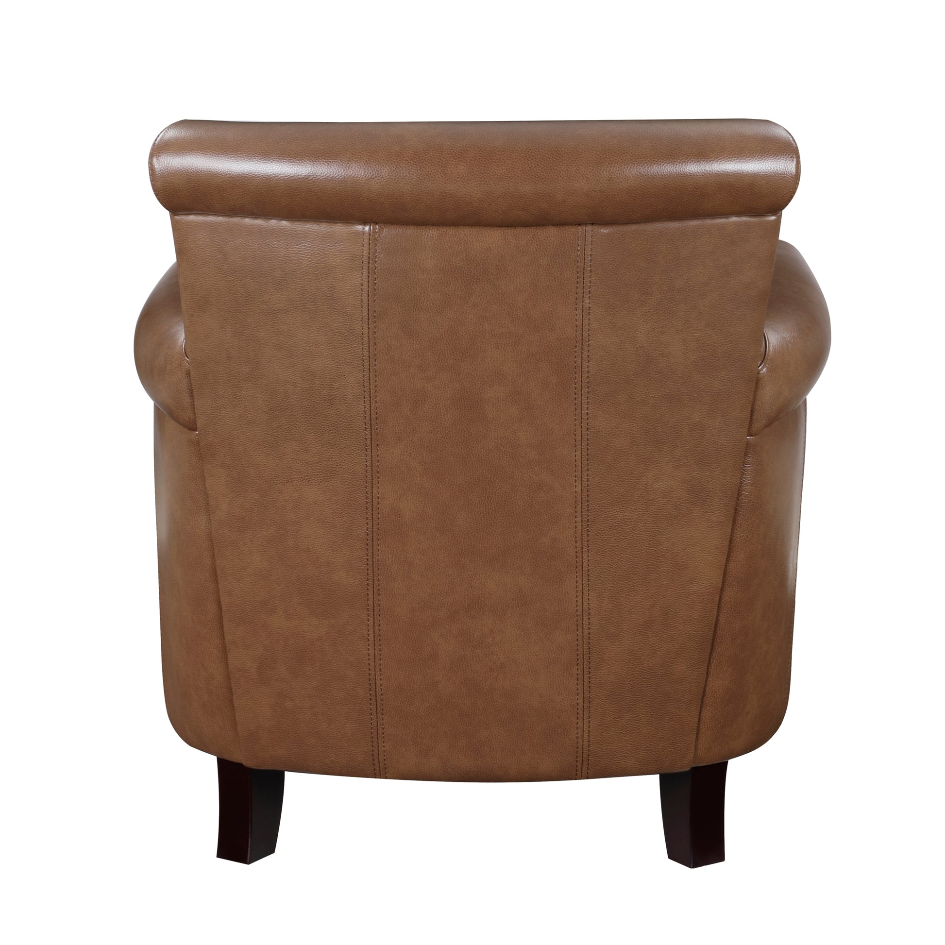 Traditional Brown Leather Accent Chair 1Pc Solid Wood Frame Top Grain Leather Trim Classic Modern Living Room Furniture Brown Primary Living Space Classic,Traditional,Transitional Solid Wood