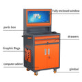 Industrial Pc Cabinet Metal Computer Cabinet Industrial Mobile Security Lcd Computer Cabinet Enclosure, Gray Orange, Suitable For Up To 27 Inch Monitors Gray Abs Steel Q235