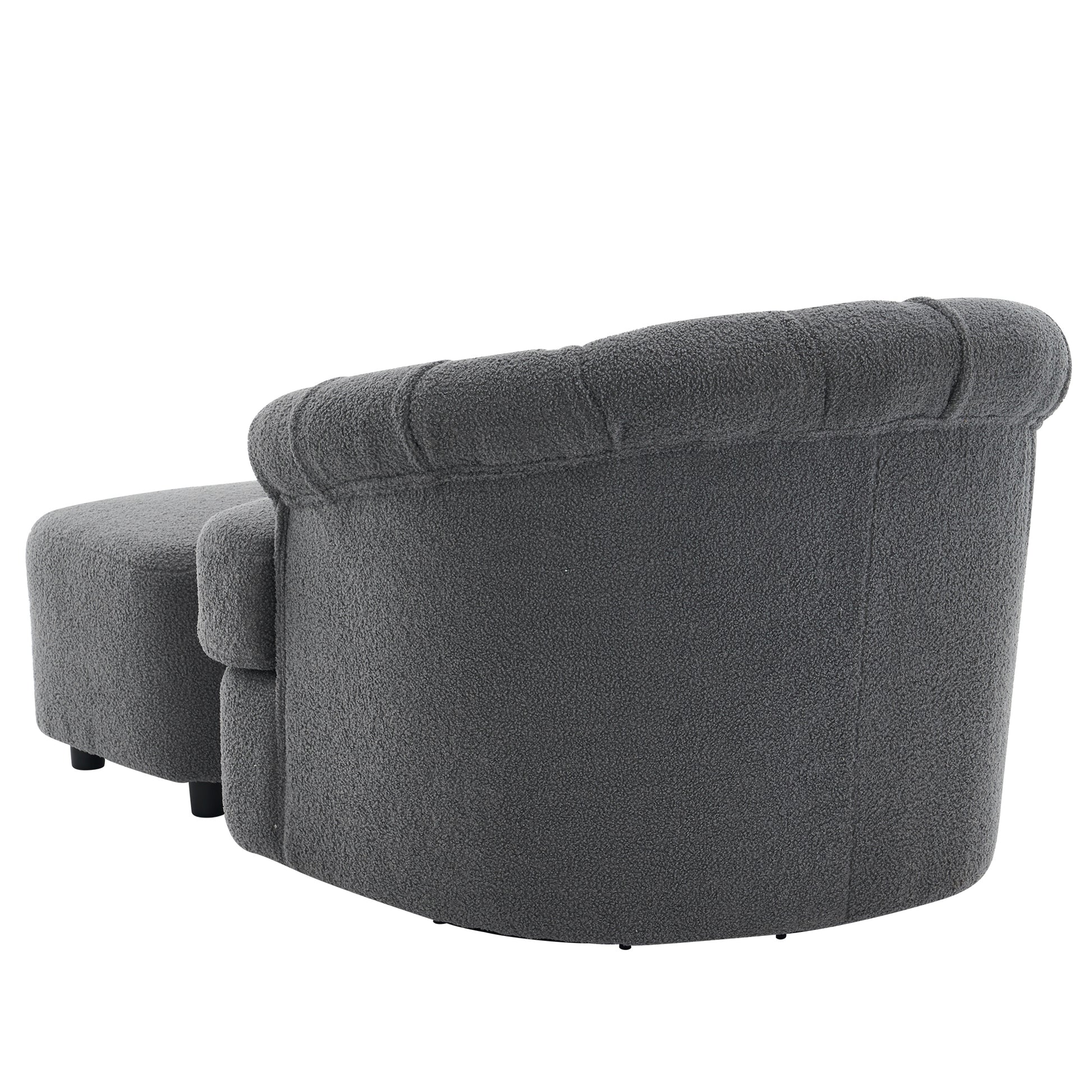 Swivel Chair With Ottoman, Modern Luxury Velvet Swivel Accent Chair, Comfy Round Armchair, Single Sofa Armchair With Lounge Seat For Bedroom Office Reading Spaces,Set Of 1,Dark Grey Dark Gray Teddy