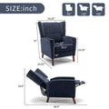 Mid Century Chenille Wingback Recliner Chair, Button Tufted Design Pushback Recliner Chair With Armrest And Solid Wood Legs, For Bedroom Living Room, Navy Blue Navy Blue Chenille