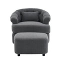 Swivel Chair With Ottoman, Modern Luxury Velvet Swivel Accent Chair, Comfy Round Armchair, Single Sofa Armchair With Lounge Seat For Bedroom Office Reading Spaces,Set Of 1,Dark Grey Dark Gray Teddy