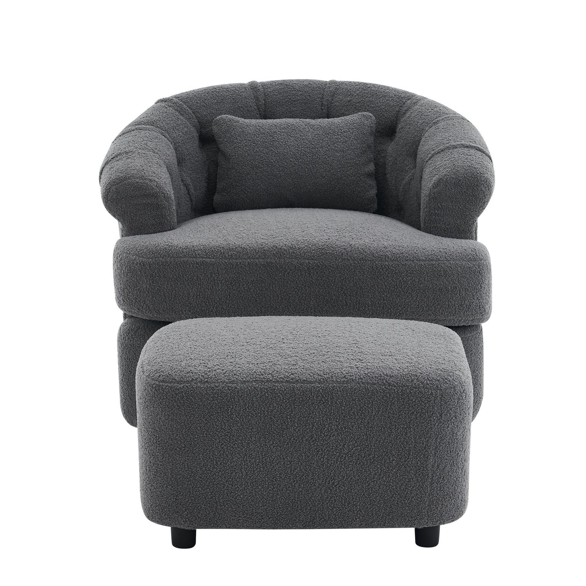 Swivel Chair With Ottoman, Modern Luxury Velvet Swivel Accent Chair, Comfy Round Armchair, Single Sofa Armchair With Lounge Seat For Bedroom Office Reading Spaces,Set Of 1,Dark Grey Dark Gray Teddy