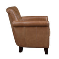 Traditional Brown Leather Accent Chair 1Pc Solid Wood Frame Top Grain Leather Trim Classic Modern Living Room Furniture Brown Primary Living Space Classic,Traditional,Transitional Solid Wood