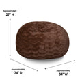 Faux Fur Bean Bag Chair, Brown 3Ft Cozy And Stretchable Fabric Lounger For Children And Adults With Easy Clean Cover, Comfortable Faux Fur Seating For Bedrooms, Filled With Shredded And Memory Foam. Brown Faux Fur