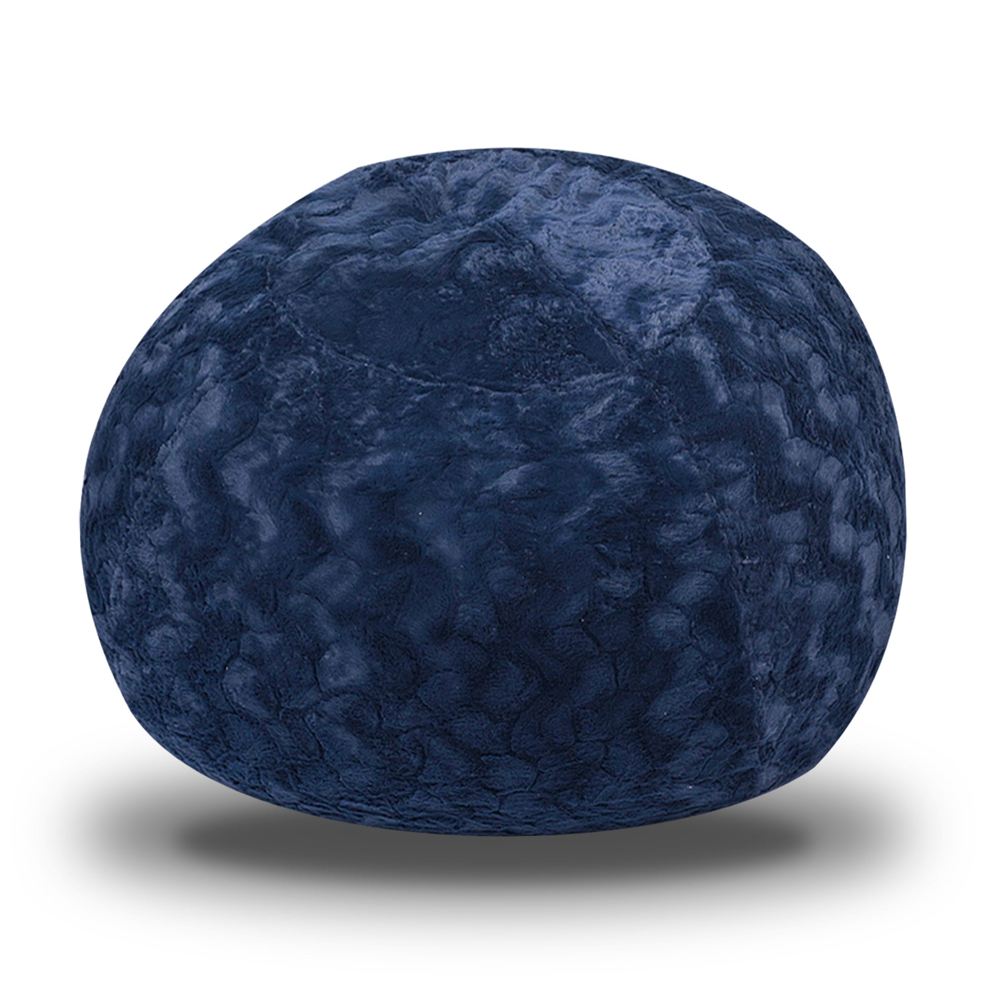 Faux Fur Bean Bag Chair, Navy 5Ft Cozy And Stretchable Fabric Lounger For Children And Adults With Easy Clean Cover, Comfortable Faux Fur Seating For Bedrooms, Filled With Shredded And Memory Foam. Navy Faux Fur