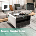 Modern Smart Side Table With Built In Fridge, Wireless Charging, Temperature Control, Power Socket, Usb Ports, Outlet Protection, Induction Light, White Black White Built In Outlets Or Usb Standing Desk Converter Primary Living Space Luxury,Modern