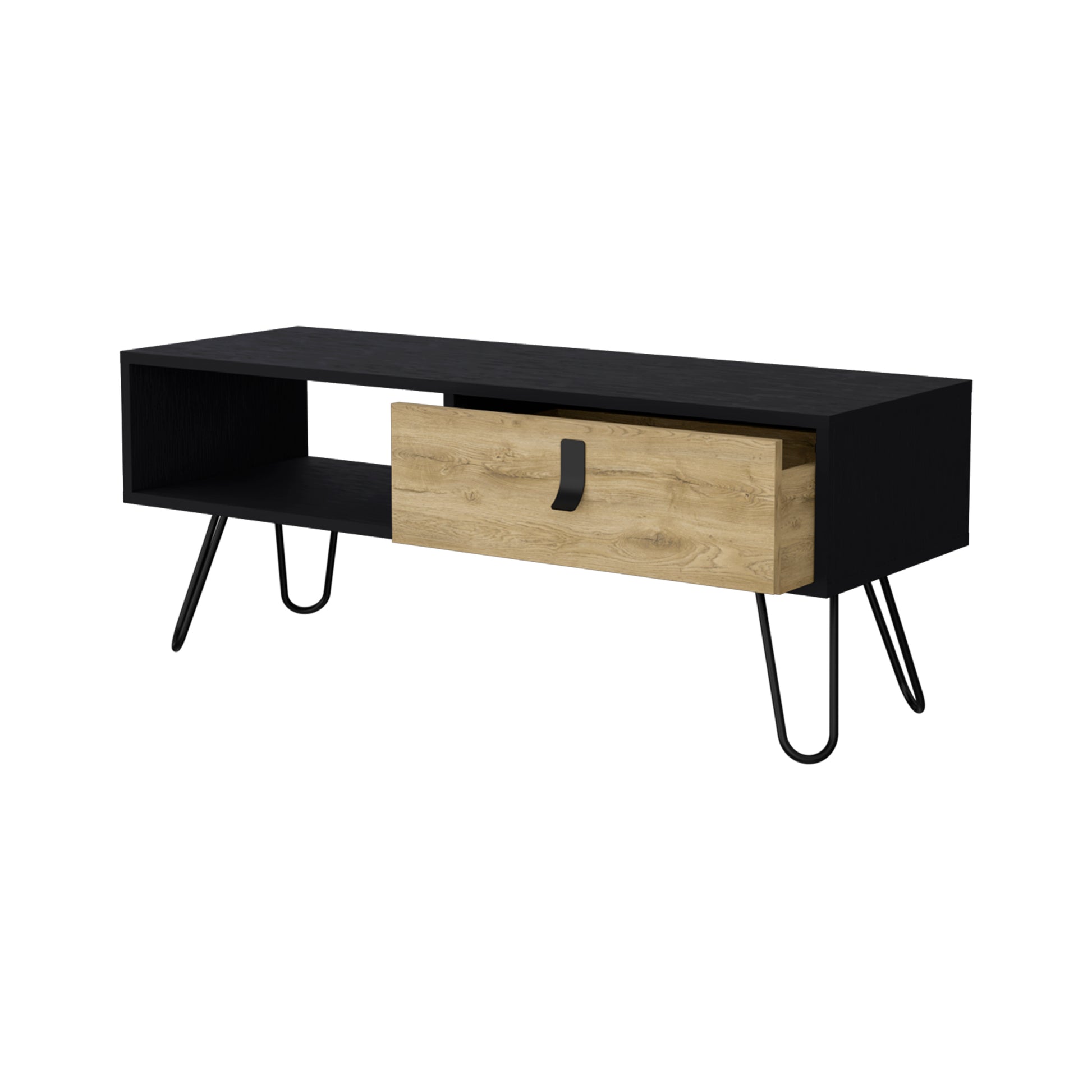 Kimball Coffee Table With Drawer And Hairpin Legs Multicolor Lockable Drawer Or Cabinet Primary Living Space Freestanding Pine Rectangular Coffee & End Tables Rectangular Particle Board Engineered Wood