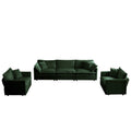 Sofa Set Of 3, 1 1 3 Seats Living Room Sofa Set, Accent Chair, Loveseat, And Three Seat Sofa Modern Style Round Arms 3 Piece Sofa Set, Green Chenille Green Chenille 5 Seat