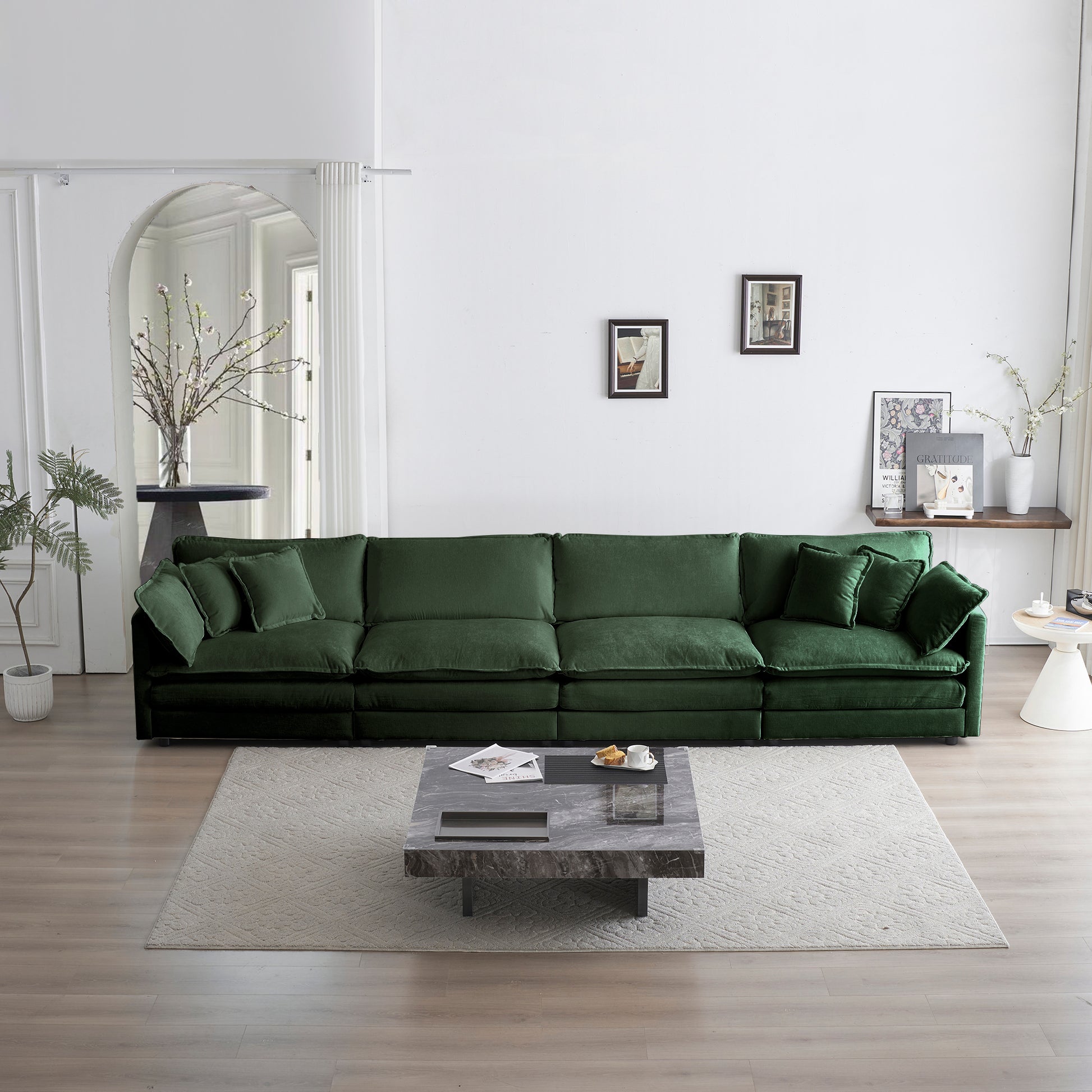 Modular Sectional Sofa For Living Room,U Shaped Couch 5 Seater Convertible Sectional Couch With 1 Ottoman ,Green Chenille Green Chenille 4 Seat
