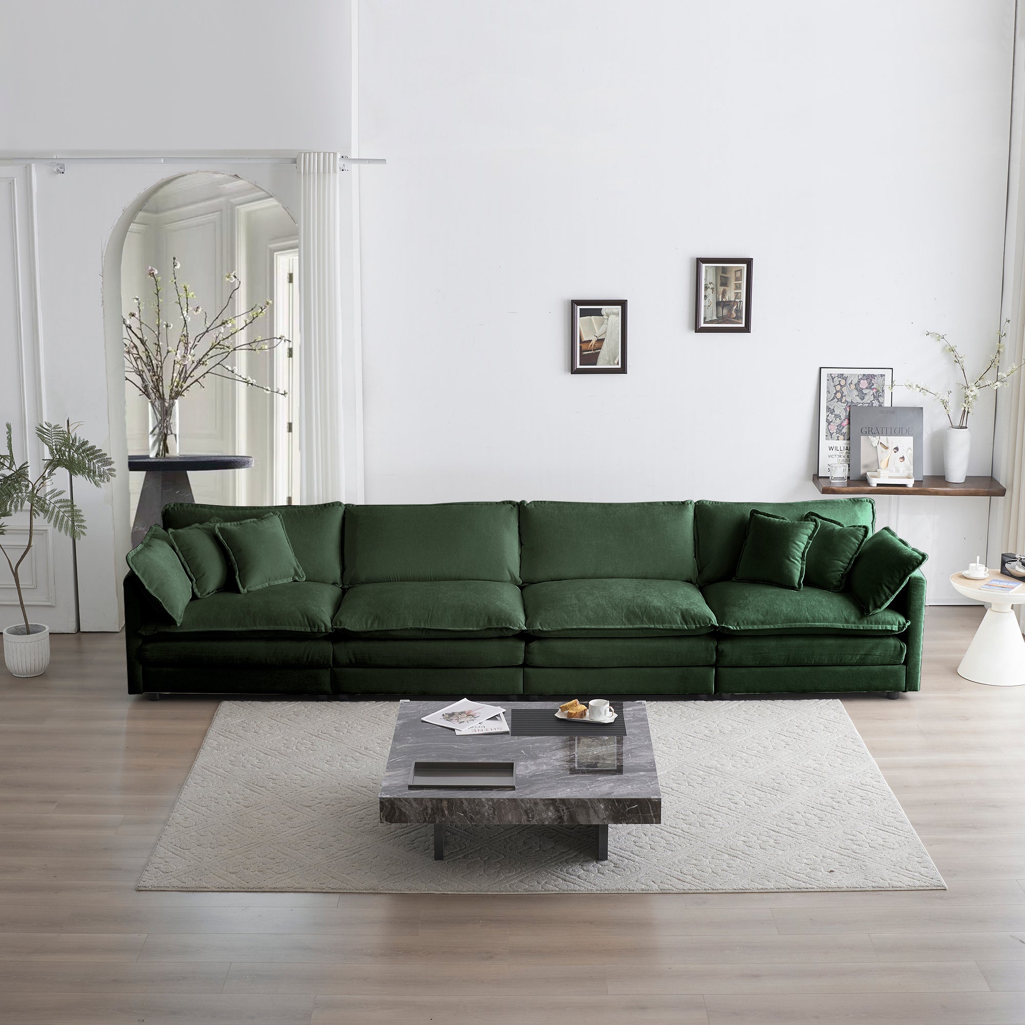 Free Combination Modular Sofa Free,4 Seater Sofa Comfy Chenille Fabric,Sectional Sofa Couch,Green Chenille Green Chenille 4 Seat