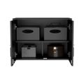 Penny Storage Cabinet, Wall Cabinet Double Door, Three Internal Shelves Black Mdf Engineered Wood