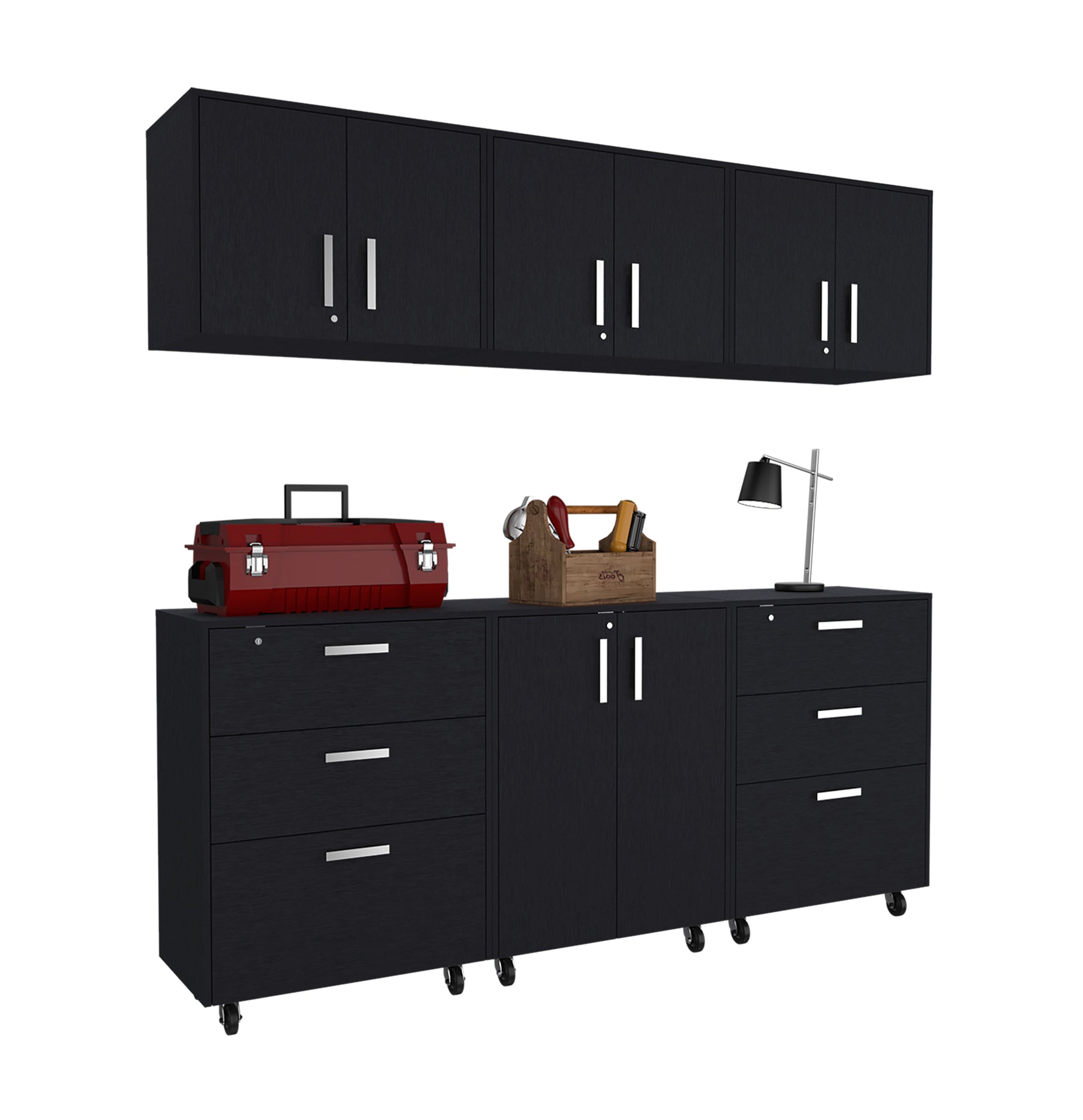 Jenna Black 6 Piece Garage Set Black Wood