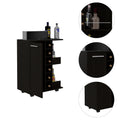 Tennessee Bar Cart, One Cabinet With Division, Six Cubbies For Liquor, Two Shelves Freestanding 5 Or More Spaces Black Primary Living Space Open Storage Space Modern Pine Particle Board Engineered Wood