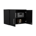 Penny Storage Cabinet, Wall Cabinet Double Door, Three Internal Shelves Black Mdf Engineered Wood