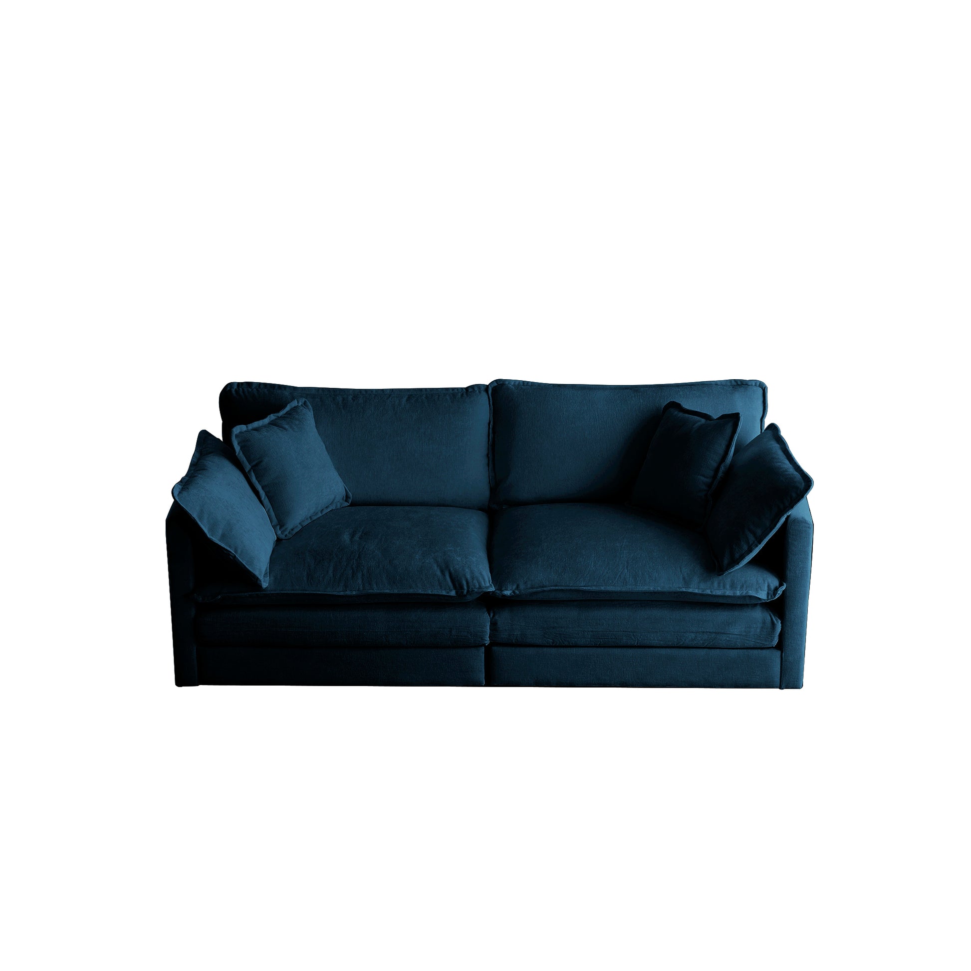 4 Piece Upholstered Sectional Sofa, 1 Piece Of 2 Seater Sofa And 2 Piece Of Ottomans2 Seater Loveseat Lounge With Ottomansblue Chenille Blue Chenille 2 Seat