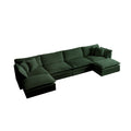Comfort U Shaped Couch With Reversible Chaise, Modular Large U Shape Sectional Sofa, Double Extra Ottomans,Green Chenille Green Chenille 4 Seat