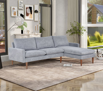L Shaped Sofa With Padded Cashmere: Multi Functional Design, Modern Luxury Appearance Ideal For Living Rooms, Apartments Easy Assembly & Maintenance,Grey Grey Velvet Wood Primary Living Space Medium Soft Art Deco Square Arms Memory Foam Velvet 3 Seat