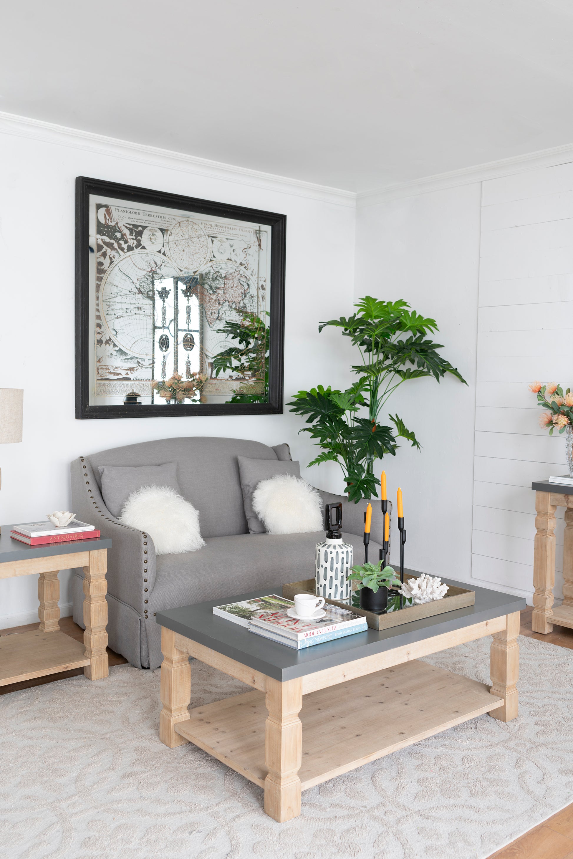 47.8X28X18.8" Coffee Table Brown Gray Wood