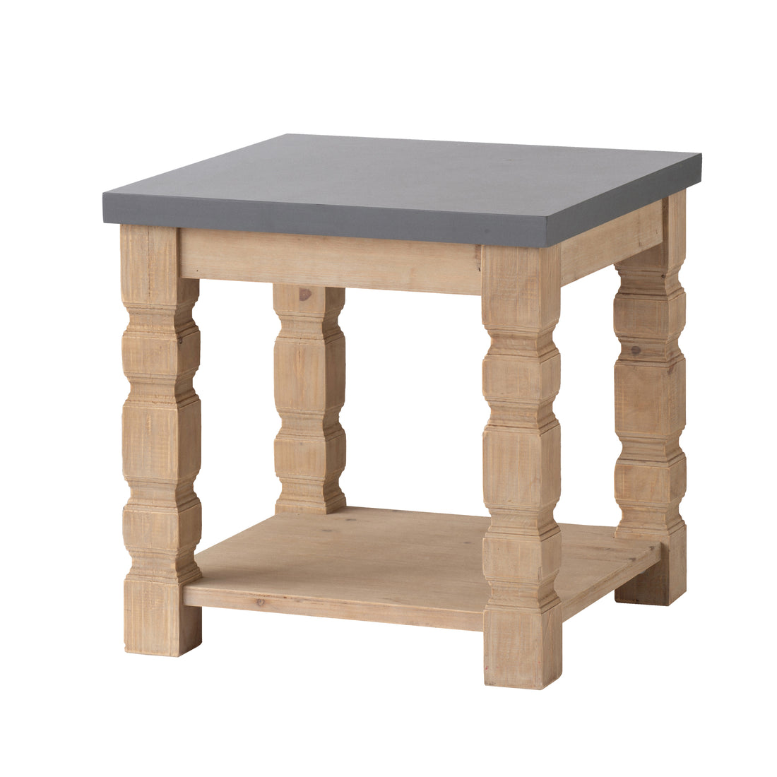 23.8X23.8X24" Side Table Brown Gray Wood