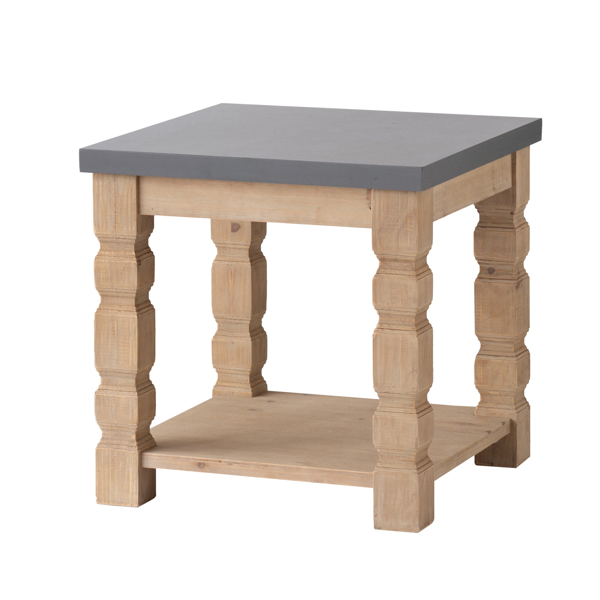23.8X23.8X24" Side Table Brown Gray Wood