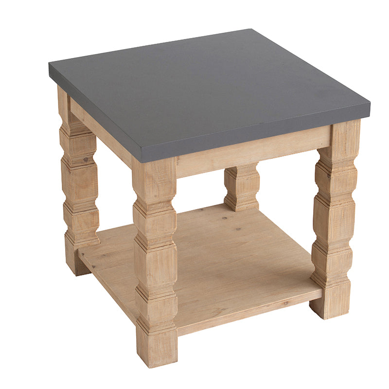 23.8X23.8X24" Side Table Brown Gray Wood