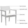 6Pc Patio Aluminum Furniture, Modern Dining Set, Including 4 Dining Chairs & 1 Dining Bench Sunbrella Fabric Cushioned And Two Tone Table Top Rectangle Table With Umbrella Hole, Matte White Grayish Yes Dining Set Matte White Grayish Seats 6 Rust