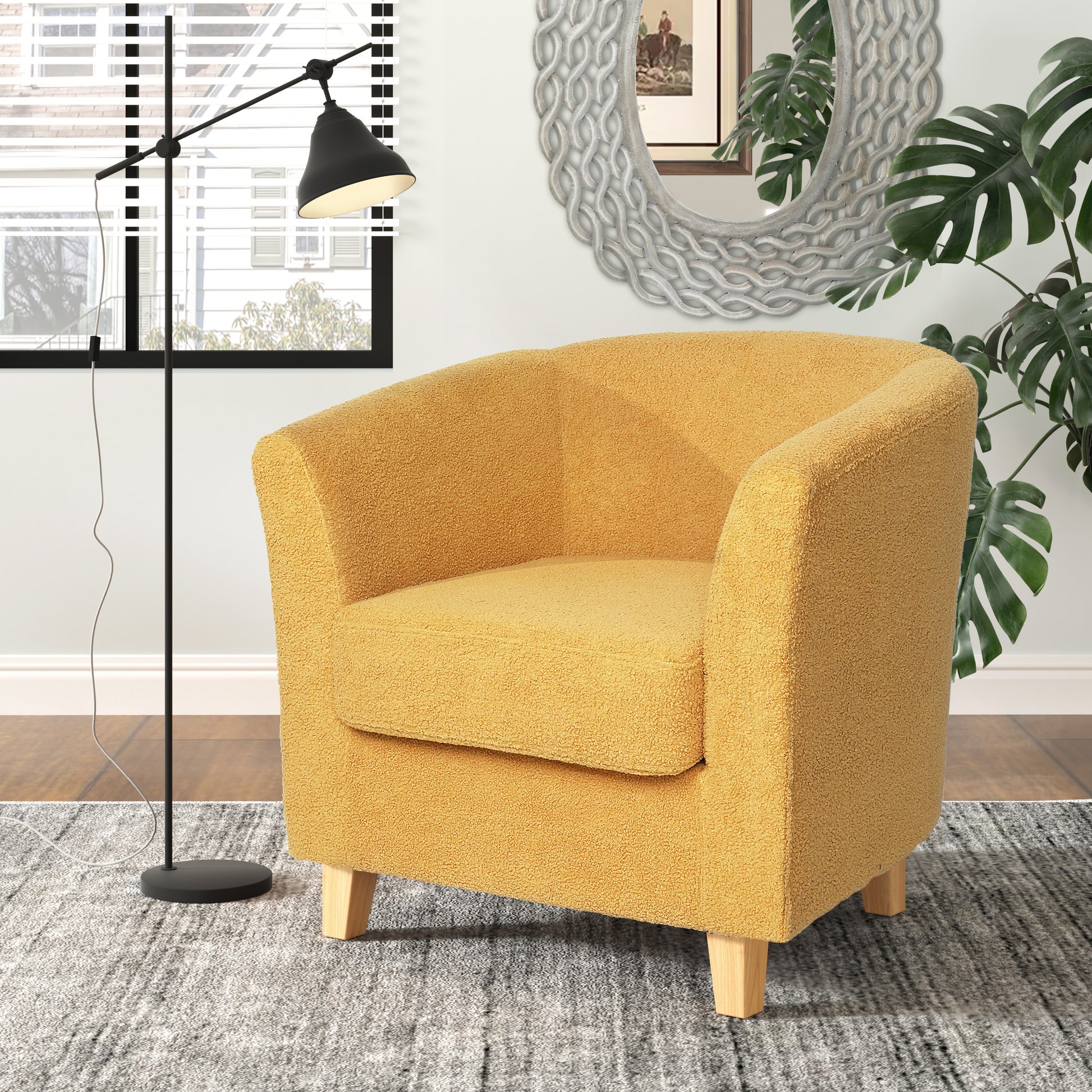 Cortina Fabric Club Chair Mustard Yellow Primary Living Space Casual,Contemporary,Cute Birch Fabric