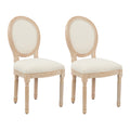 Hengming Upholstered Fabrice French Dining Chair With Rubber Legs,Set Of 2 Beige Fabric