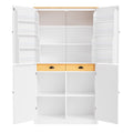 Assembly 40.2X20X71.3Inch High Freestanding Kitchen Pantry Large Cupboard Storage Cabinet With 2 Drawers, 2 Adjustable Shelves, 8 Door Shelves For Kitchen, Dining Room,White White Kitchen Farmhouse
