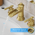 Bathroom Faucets For Sink 3 Hole Nickel Gold 8 Inch Widespread Bathroom Sink Faucet With Pop Up Drain Double Lever Handle Faucet Bathroom Vanity Faucet Basin Mixer Tap Faucet With Hose Bathroom