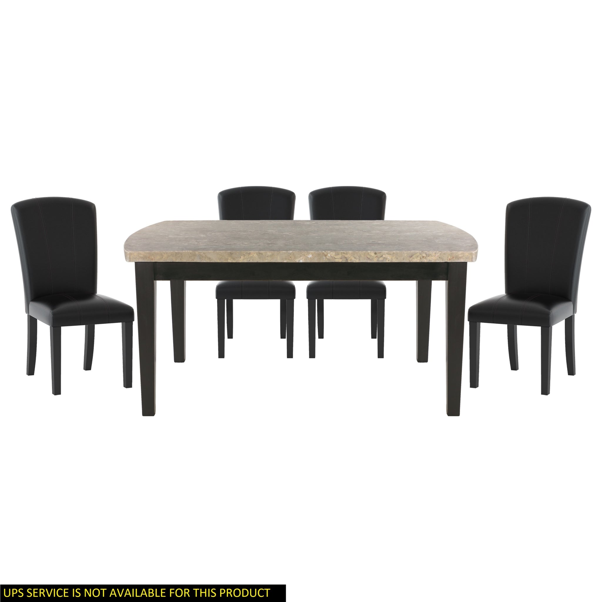 Dark Espresso Finish 5Pc Dining Set Genuine Marble Top Table And 4 Chairs Faux Leather Upholstery Dining Kitchen Set Wooden Furniture Upholstered Chair Marble Espresso Seats 4 Wood Dining Room Contemporary 4 Leg Rectangular Dining Table With Chair Wood