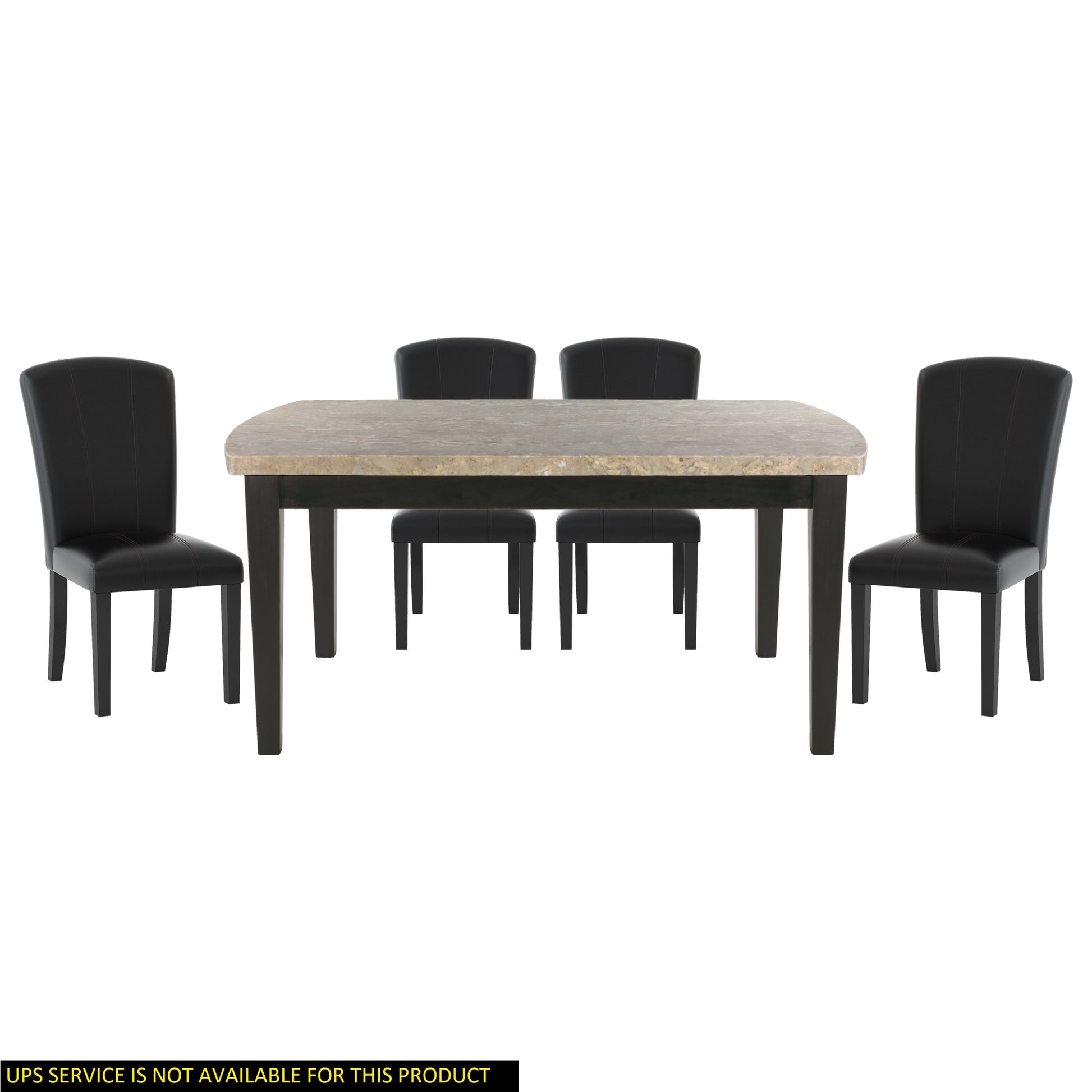 Dark Espresso Finish 5Pc Dining Set Genuine Marble Top Table And 4 Chairs Faux Leather Upholstery Dining Kitchen Set Wooden Furniture Upholstered Chair Marble Espresso Seats 4 Wood Dining Room Contemporary 4 Leg Rectangular Dining Table With Chair Wood