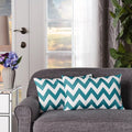 Marisol Chevron Rectangular Pillow Set Of 2 Teal Fabric